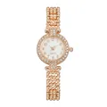 Elegant rose gold quartz watch for women featuring a crystal bezel and beaded chain strap - Rose Gold