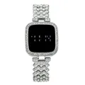 Women's silver LED watch featuring luxury crystal paved case and X-link bracelet - Silver