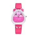 Orologio per bambini maialino rosa con cinturino ad ali e cassa in silicone - Rosso Rosa (Stile Maialino)