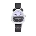 Orologio al quarzo a forma di panda per bambine con cinturino a motivi di ali bianche e nere - Nero (Stile Panda)