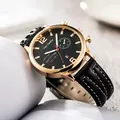 Orologio da uomo business al quarzo con cassa oro rosa e cinturino in pelle nera con calendario - Cinturino Nero Cassa Oro Rosa