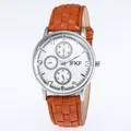 IFKF herenhorloge met oranje lederen band en zilveren multifunctionele wijzerplaat - Bruine Band Witte Wijzerplaat