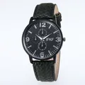 Business-Casual-Herrenuhr mit schwarzem Zifferblatt, grünem Lederband und IFKF-Logo - Grünes Armband Schwarzes Zifferblatt