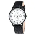 Men's fashion quartz watch with wormhole concept dial and textured black strap - Black Strap White Dial