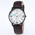 Heren quartz horloge met bruine gevlochten leren band en een stijlvolle witte wijzerplaat - Koffiebruine Band Witte Wijzerplaat