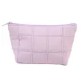 Minimalist lavender quilted cosmetic bag with soft padding and zip closure - Trapezoidal Storage Bag Style (x-159-2) / Purple