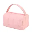 Beauty case trapuntato rosa con motivi quadrati e manico superiore per donna - Rosa Pesca
