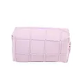 Quilted lavender macaron cosmetic bag with plush checkered stitching and zipper - Rectangular Storage Bag Style (x-208) / Purple