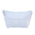 Light blue quilted large capacity travel cosmetic bag with zipper closure and padding - Trapezoidal Storage Bag Style (x-159-2) / Haze Blue
