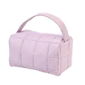 Borsa da trucco trapuntata lavanda portatile con manico e chiusura a zip per viaggi - Viola