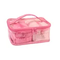 Pink transparent PVC cosmetic travel bag set with multiple textured inner pouches - Multi Functional Combination Style (X-135-4) / Rose Red