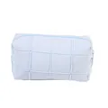 Large light blue quilted cosmetic bag with grid texture and matching zipper closure - Rectangular Storage Bag Style (x-208) / Haze Blue