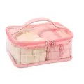 Pink transparent PVC travel toiletry bag set with two quilted inner pouches - Multi Functional Combination Style (X-135-4) / Peach Pink