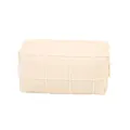 Quilted checkerboard makeup bag in cream white color with zipper and large capacity - Rectangular Storage Bag Style (x-208) / Beige Apricot
