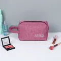 Beauty case impermeabile in tessuto Oxford rosso rosa con pratica maniglia laterale - 19cm x 9cm x 12cm / viola-rosso