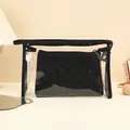 Transparent PVC and checkered black vanity bag set with a stylish portable handle - Style Set (Midnight Black)