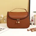Trousse de toilette marron avec texture tissée et double fermeture éclair voyage - Texture Tissée / Brun Mocha