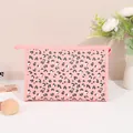 Pink leopard print PU leather makeup bag with large capacity and portable handle - Handheld Briefcase Style (X-152)