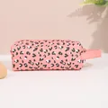 Pink leopard print PU leather makeup bag with waterproof texture and metal zipper - Tool Pouch With Side Handle (X-209)