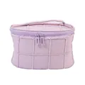 Large quilted purple toiletry bag for travel with handle and double zipper closure - Boston Handle Bag Style (x-183) / Purple
