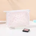 Durchsichtige Kosmetiktasche aus Netzstoff mit rosa Blumendruck und Reißverschluss - Lila