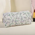 Floral quilted cosmetics bag with purple flowers and silver zipper for travel storage - Purple Floral