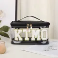 Neceser de maquillaje en PVC negro con parches de letras KTMO brillantes - 21*15*12.3 / Negro