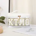 Neceser de PVC blanco transparente con letras KTMO de felpa blanca y bordes dorados - 21*15*12.3 / Blanco