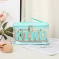 Neceser de viaje impermeable verde menta con letras bordadas KTMO y asa superior - 21*15*12.3 / Verde claro