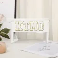 White portable makeup bag with KTMO embroidery and transparent PVC bottom section - Stitched Transparent Style (X-152-3#) / White