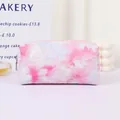 Quilted heart pattern makeup bag with pink and blue tie-dye finish and silver zipper - 19.3cm x 9cm x 10.2cm / Rose Red