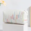 Trousse à maquillage blanche brodée avec gaufrage floral et zip en forme d'étoile - X-208 Blanc Cassé