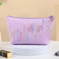 Neceser lavanda con acolchado de diamantes, bordado de ondas y tirador de estrella - X-159-2 Púrpura
