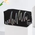 Neceser negro con bordado ondulado de colores y textura plisada de gran capacidad - X-208 Negro