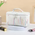 Bolsa de cosméticos blanca grande con bordado colorido y cremallera de estrella - X-158-3 Blanco Crema