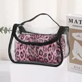 Rosa Kosmetiktasche mit Leopardenmuster, transparentem PVC-Beutel und schwarzem Griff - Leoparden 2-in-1-Stil (X-804) / Rosenrot