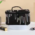 Neceser negro portátil con bordado de ondas y cremallera en forma de estrella - X-158-3 Negro