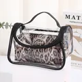 Minimalistische transparente PVC-Kulturtasche mit Innentasche im Leoparden-Print - Leoparden 2-in-1-Stil (X-804) / Beige Kaffee