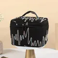 Elegante neceser negro con bordado de ondas coloridas y cremalleras de estrella - X-135 Grande Negro