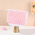 Rosa transparente Kosmetiktasche mit Herzmuster und weißem Tragegriff für Damen - Rosenrot