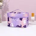 Large capacity purple gradient makeup bag with rabbit silhouette and top handle - Large Square Storage Bag (X-137) / Purple Gradient