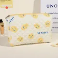Beigefarbene gesteppte Kosmetiktasche aus Baumwolle mit gelbem Smiley-Druck - Mittel / Gelbes/smiley-gesicht