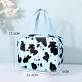 Light blue cow print makeup bag with handles and zipper, dimensions 23.2x17.5x9cm - Large Double Handle Style