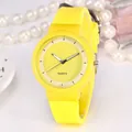 Minimalist yellow silicone quartz watch for women with a simple dial and soft texture - Yellow