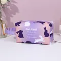 Portable gradient purple rabbit cosmetic bag with Black Rabbit print and carry handle - Casual Pillow Shape Handbag (X-046-1) / Purple Gradient