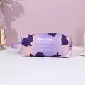 Pink and purple gradient cosmetic bag featuring a dark purple rabbit silhouette and handle - Makeup Tool Pouch (X-209) / Purple Gradient
