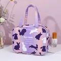 Portable gradient purple makeup bag with rabbit prints and double handle strap - Commuter Portable Handbag (X-210) / Purple Gradient