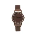 Minimalistische braune Edelstahl-Quarzuhr mit Milanaise-Armband und Zifferblatt - Braun