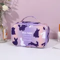 Portable gradient purple rabbit cosmetic bag with dual zippers and top handle - Rectangular Storage Bag (X-197) / Purple Gradient