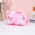 Pink gradient cosmetic bag with rabbit silhouette patterns and Black Rabbit logo print - Shell Shape Storage Bag (X-194) / Pink Gradient